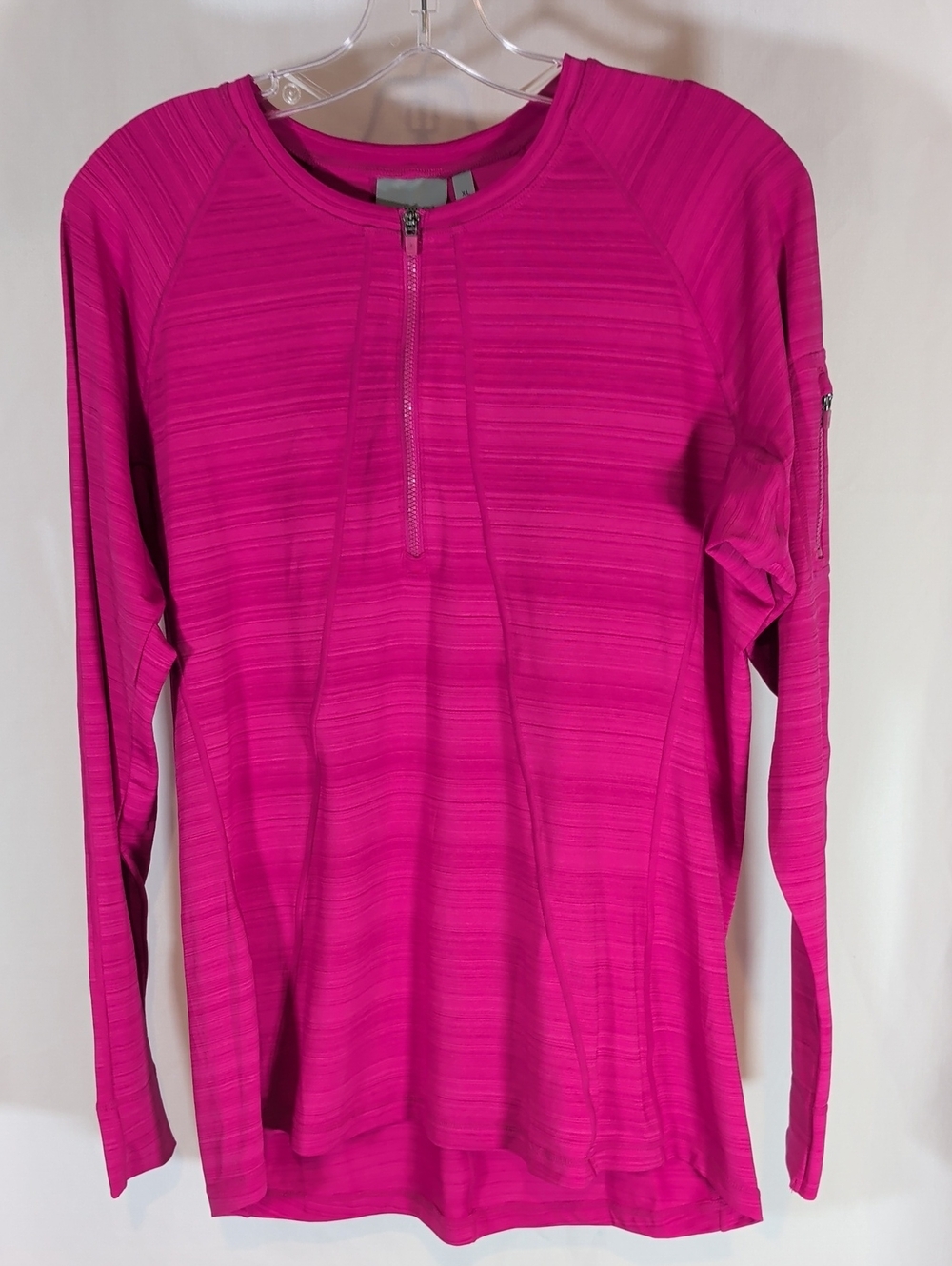Athleta Long-Sleeve Half-Zip Top in Fuchsia Pink